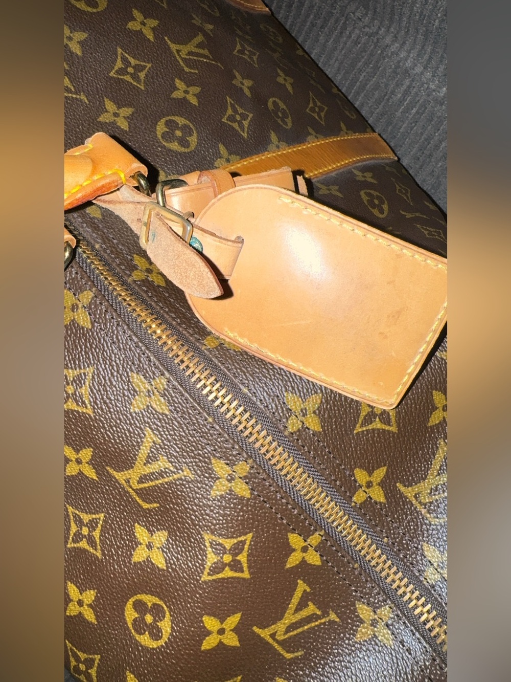 Louis Vuitton Monogram Canvas Travel Duffle with Tan Trim - Picture 9 of 9